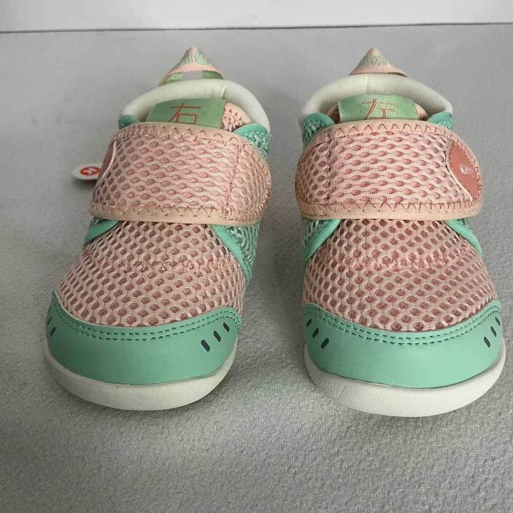 Katetu Toddler Easy-On Walking Shoes Pink Green Mesh Sneakers Size 6 Toddler NEW